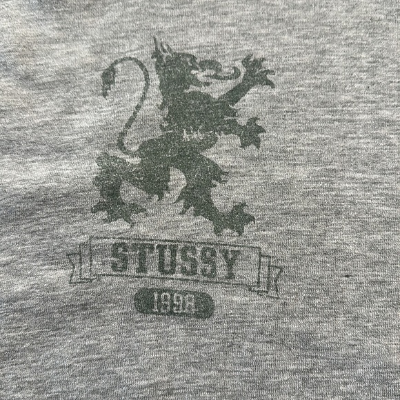 Men’s Vintage 90s Stussy Lion Logo Grey Crewneck Sweatshirt Pullover sz L - Picture 6 of 7